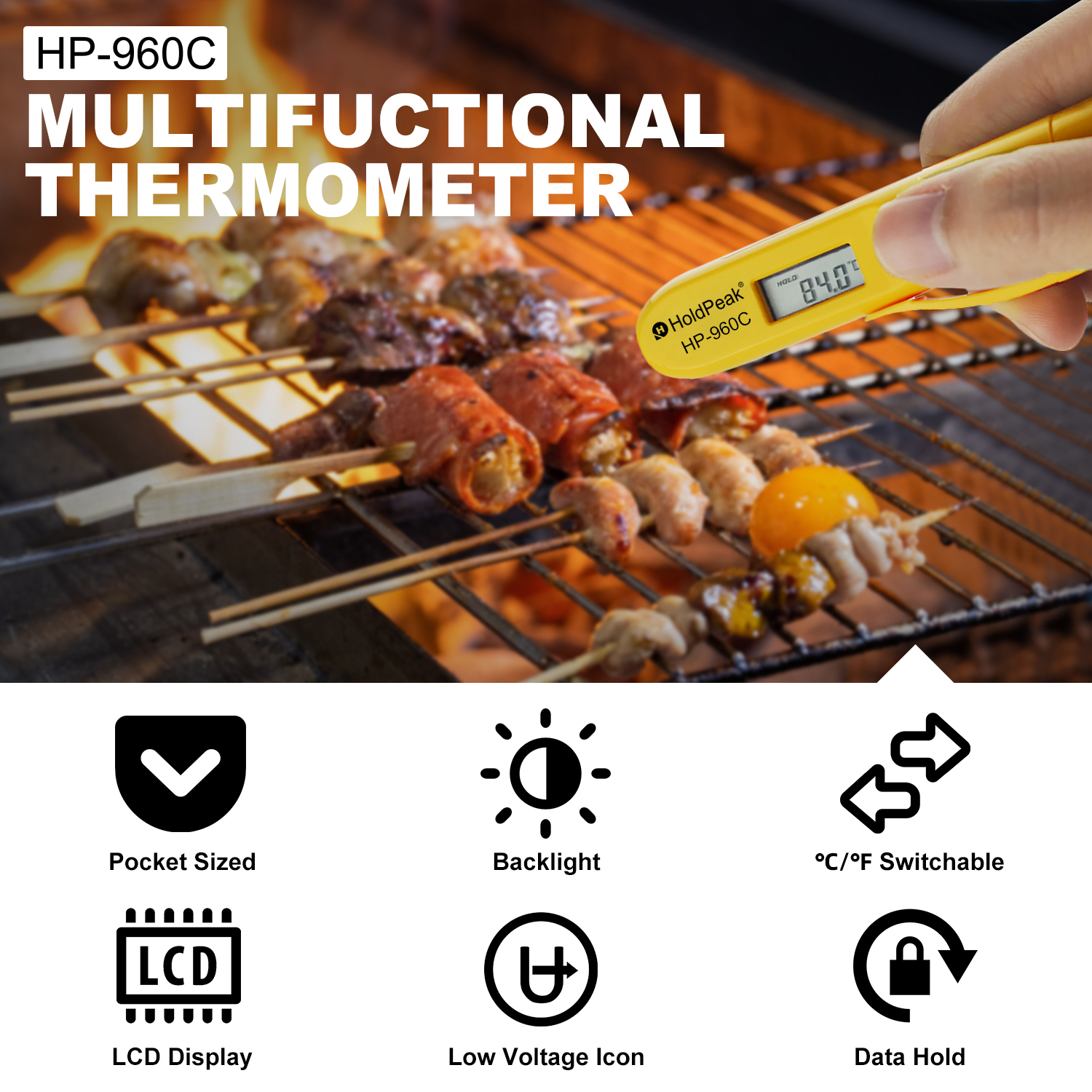 Industrial Laser Pen - HoldPeak-Portable Digital Non-Contact Infrared Thermometer, Yellow
