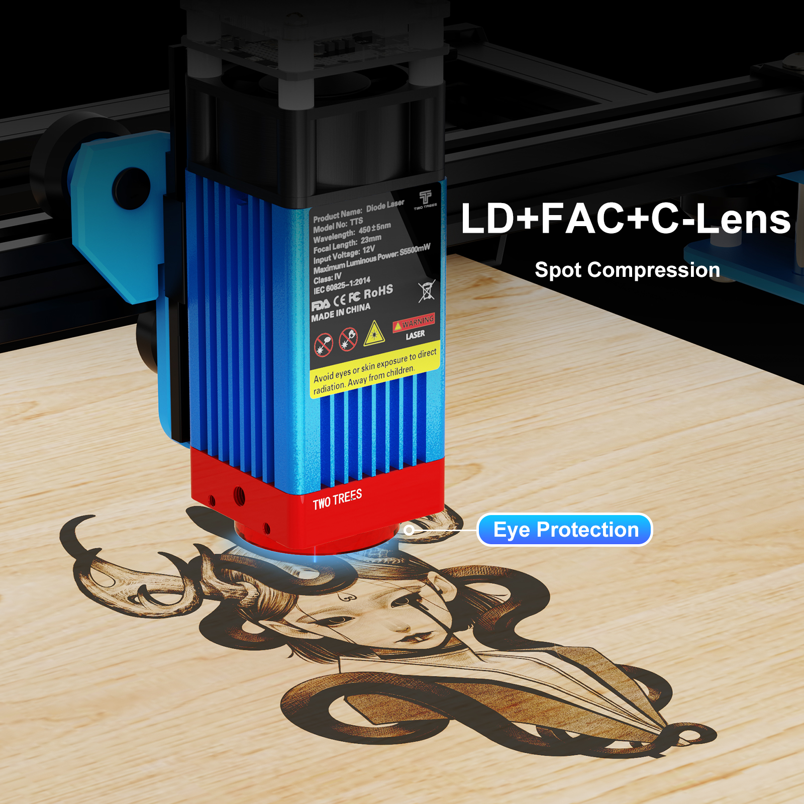 TwoTrees TTS-55 Pro Laser Engr - Industrial Laser Sensor recension och pris